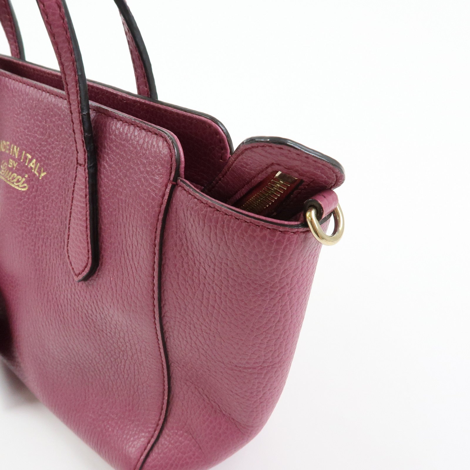 GUCCI Swing Mini Leather 2Way Bag Hand Bag Shoulder Bag Purple 368827
