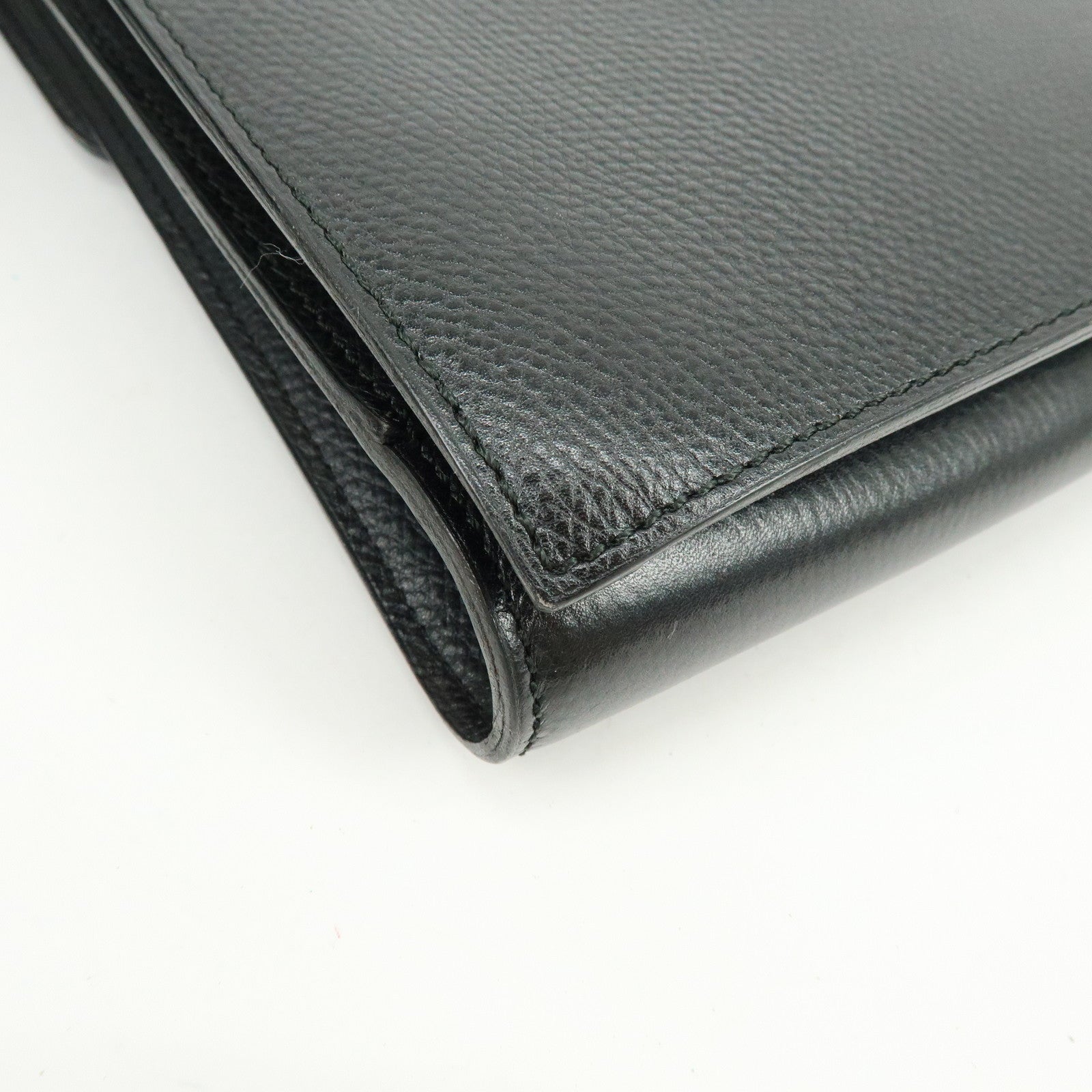 DELVAUX Leather Shoulder Bag Hand Bag Black