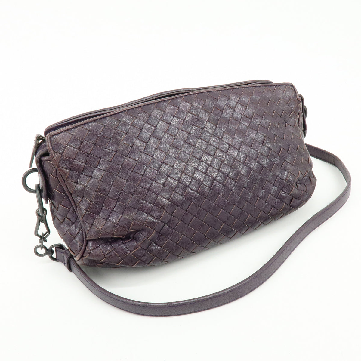BOTTEGA VENETA Intrecciato Leather Shoulder Bag Crossbody Bag Purple