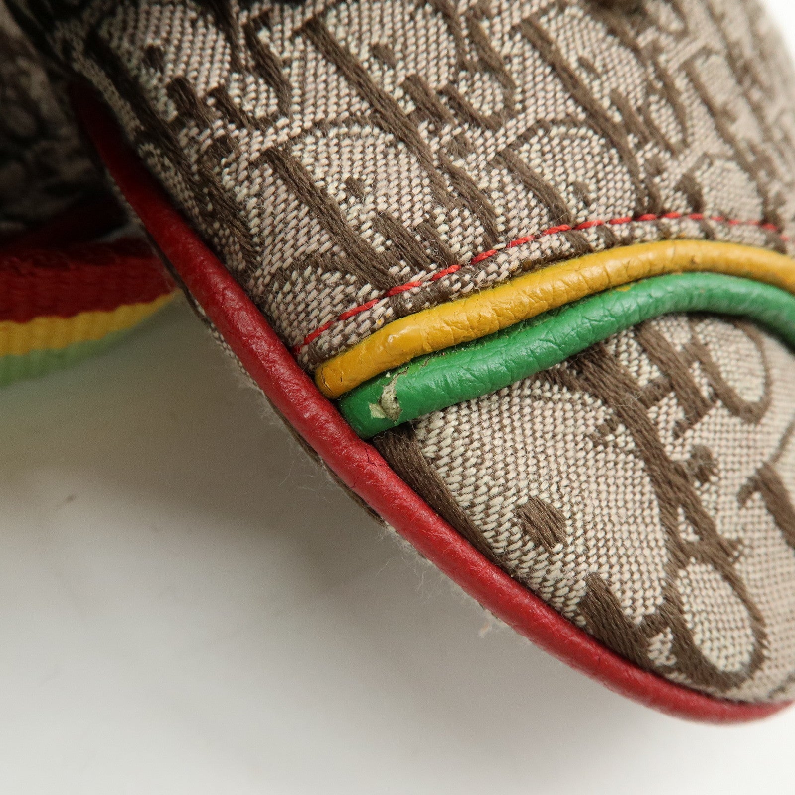 Christian Dior Trotter Saddle Rasta Canvas Leather Waist Bag Beige