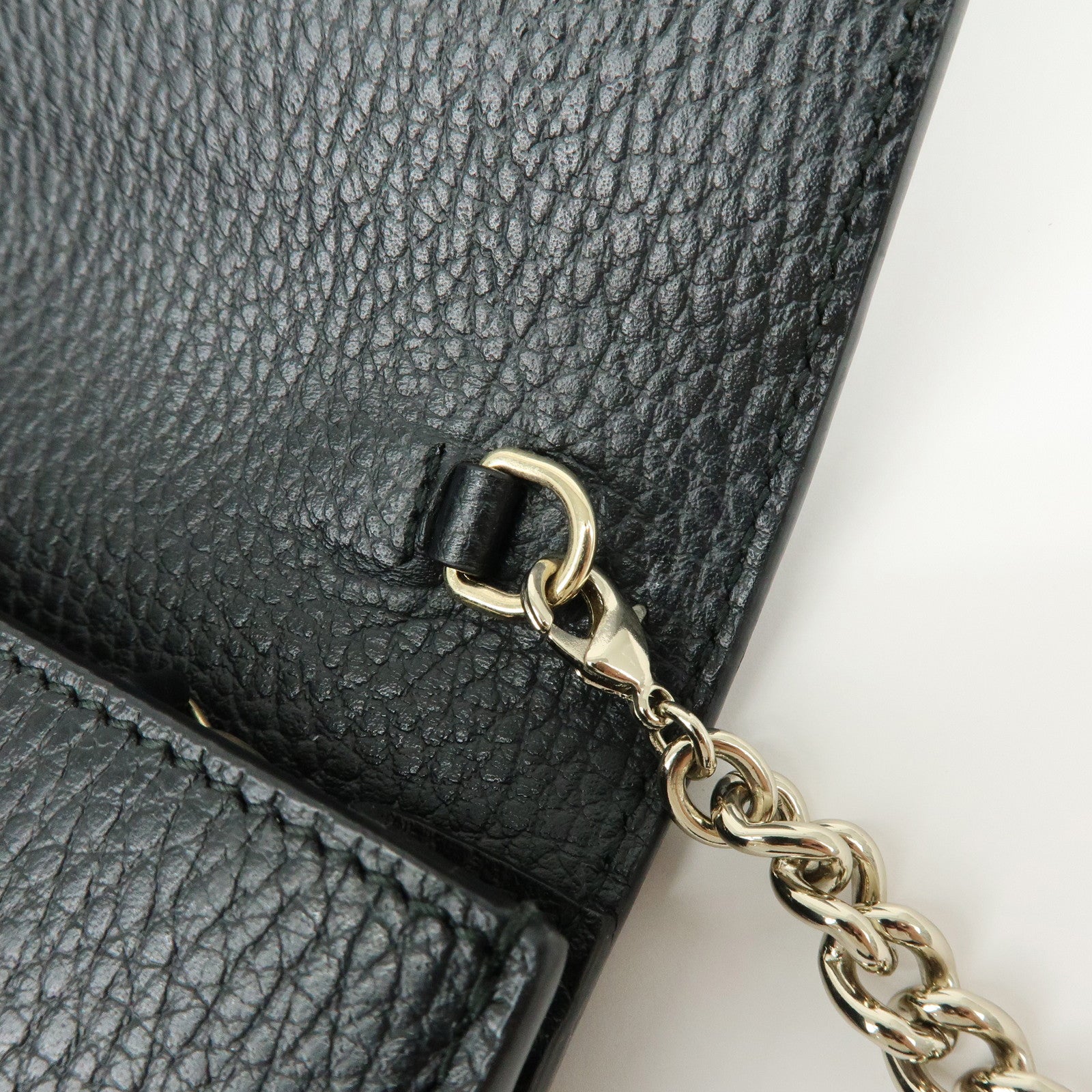 GUCCI Interlocking G Calf Leather Chain Wallet Shoulder Bag 466506