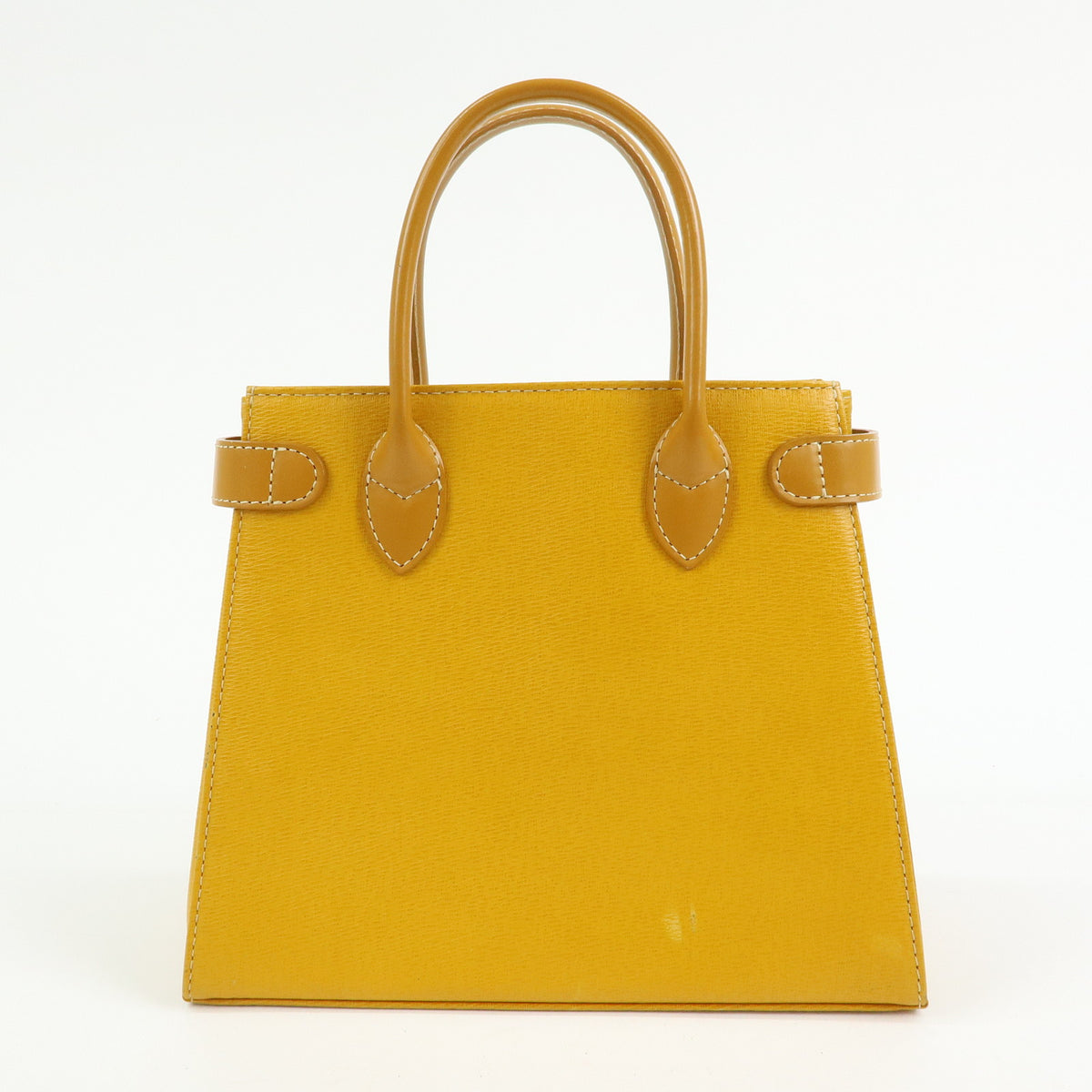 BURBERRY Leather Mini Hand Bag Tote Bag Yellow