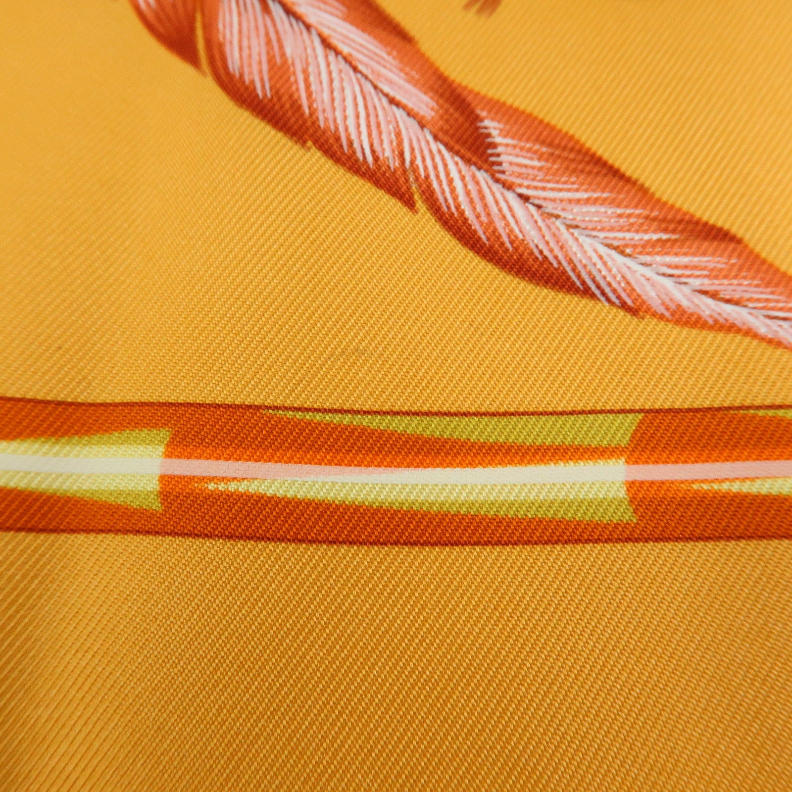 HERMES Carre 90 Silk 100% Scarf BRAZIL Orange Khaki