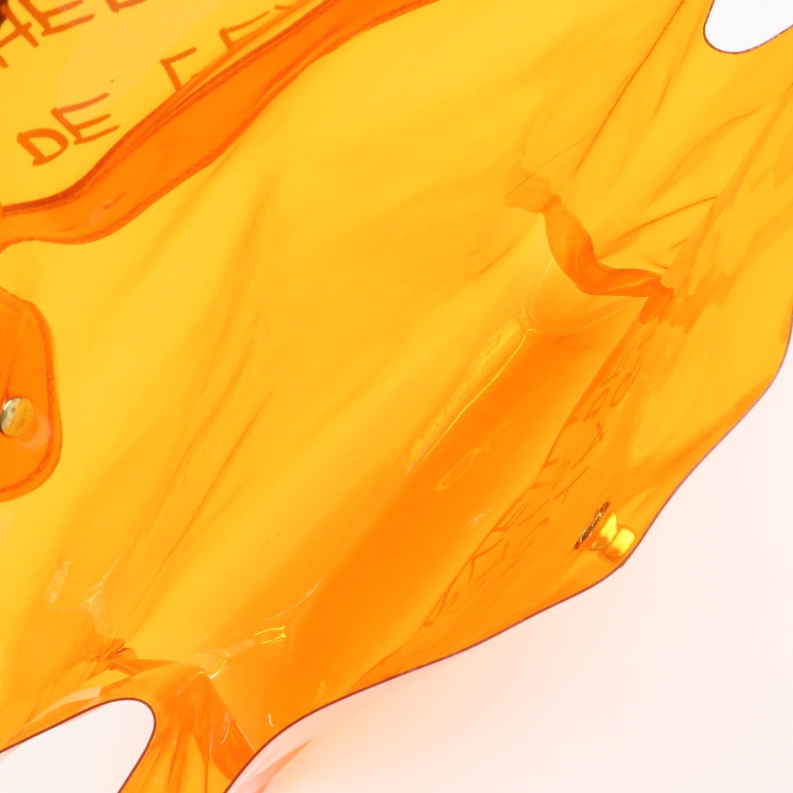 HERMES Vinyl Kelly Hand Bag Clear Orange Gold Hardware Used