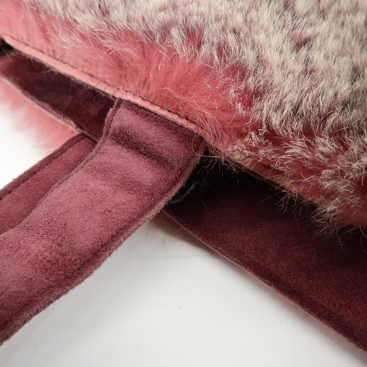 CHANEL COCO Mark Fur Suede Hand Bag Tote Bag Bordeaux Beige