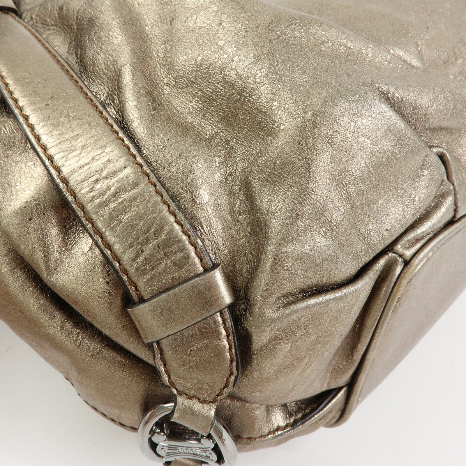 Celine Bittersweet Leather Shoulder Bag Hand Bag Hobo Bag Gold