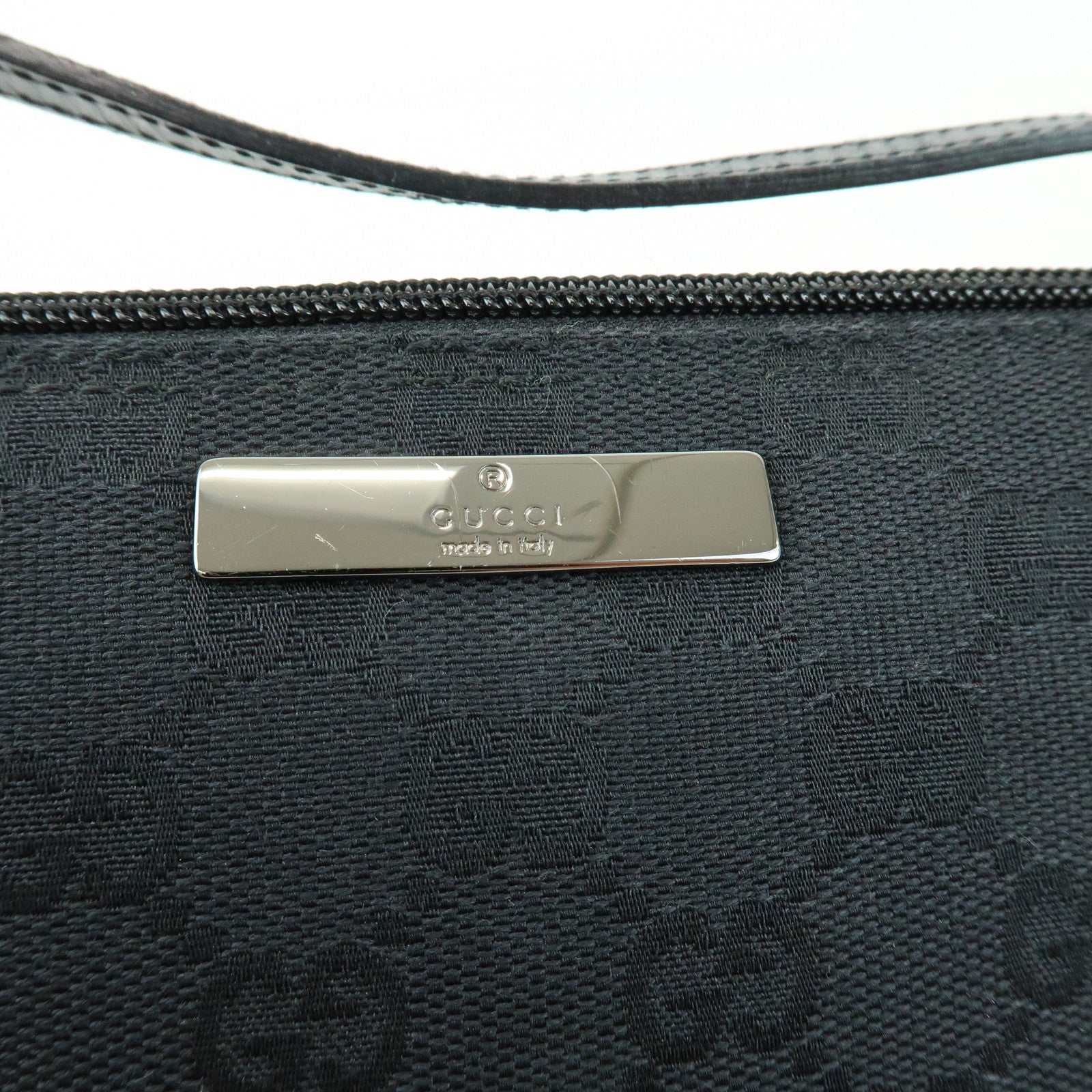 GUCCI Boat Bag GG Canvas Leather Accessory Pouch Hand Bag 07198
