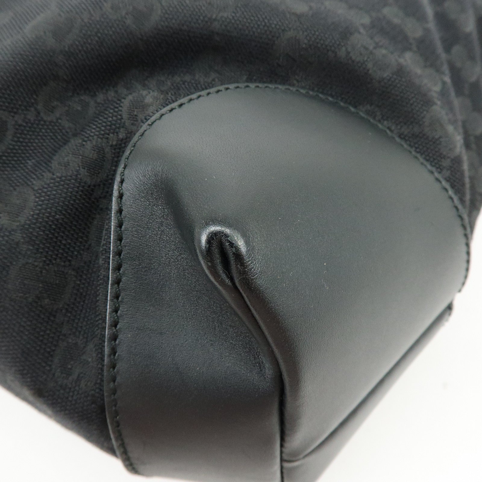 GUCCI Sherry GG Canvas Leather Tote Bag Shoulder Bag Black 308928