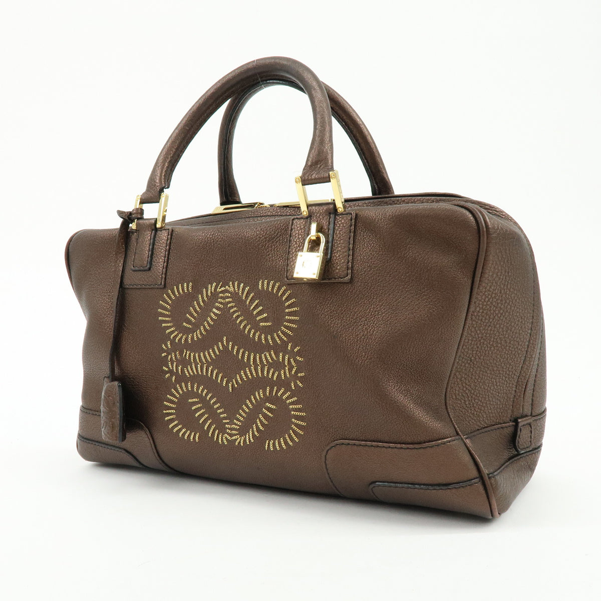 LOEWE Anagram Amazona 36 Hand Bag Boston Bag Metallic Brown