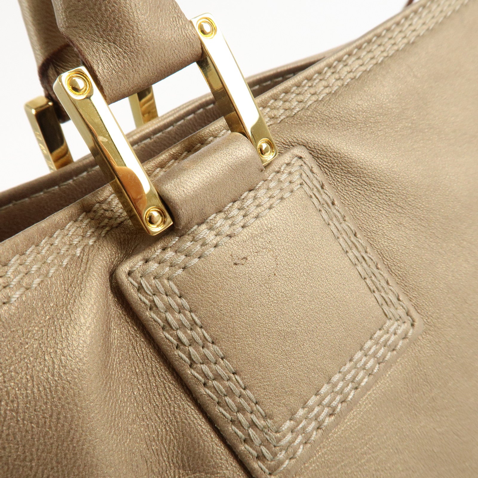 LOEWE Amazona Anagram Leather Fusta Tote Bag Hand Bag Beige Used
