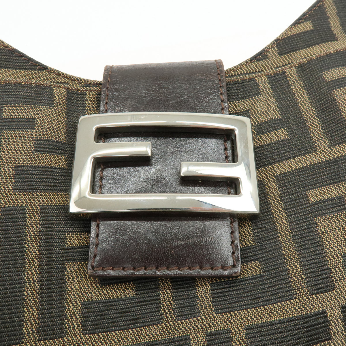 FENDI Zucca Canvas Leather Hand Bag Shoulder Bag Brown 26569