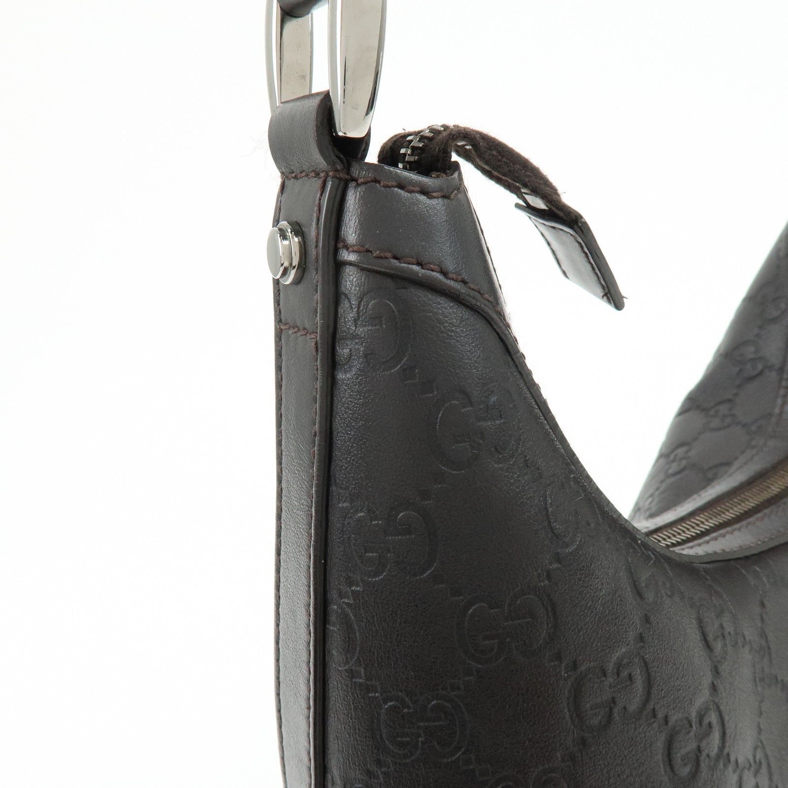 GUCCI Guccissima Interlocking G Leather Shoulder Bag Brown 339553