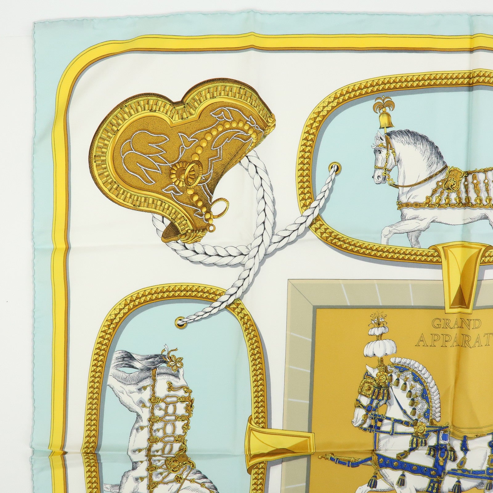HERMES Set of 2 Carre90 Silk 100% Scarf La MARINE a RAMES/GRAND APPARAT