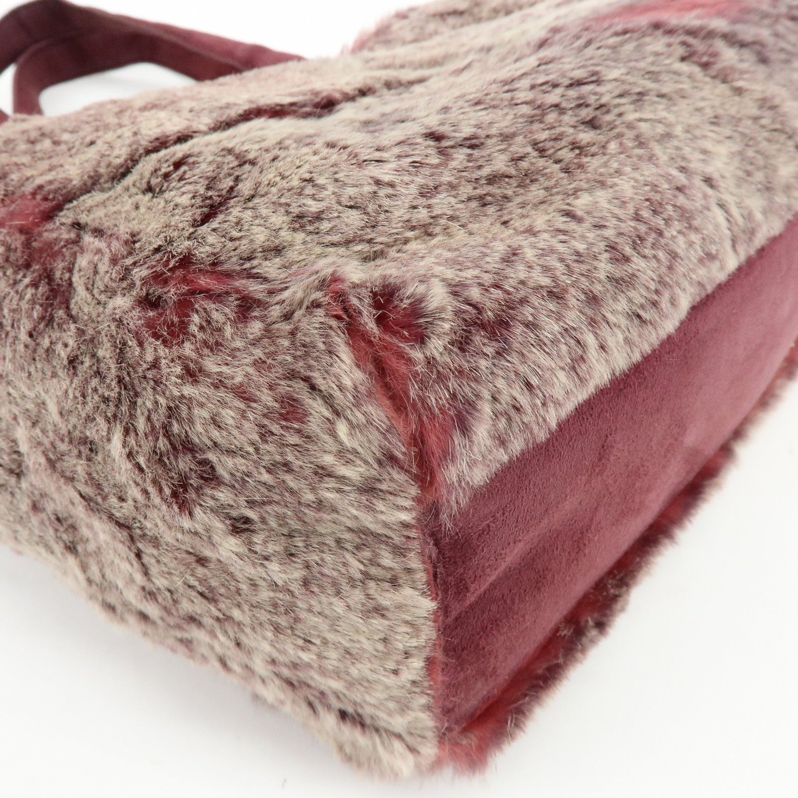 CHANEL COCO Mark Fur Suede Hand Bag Tote Bag Bordeaux Beige