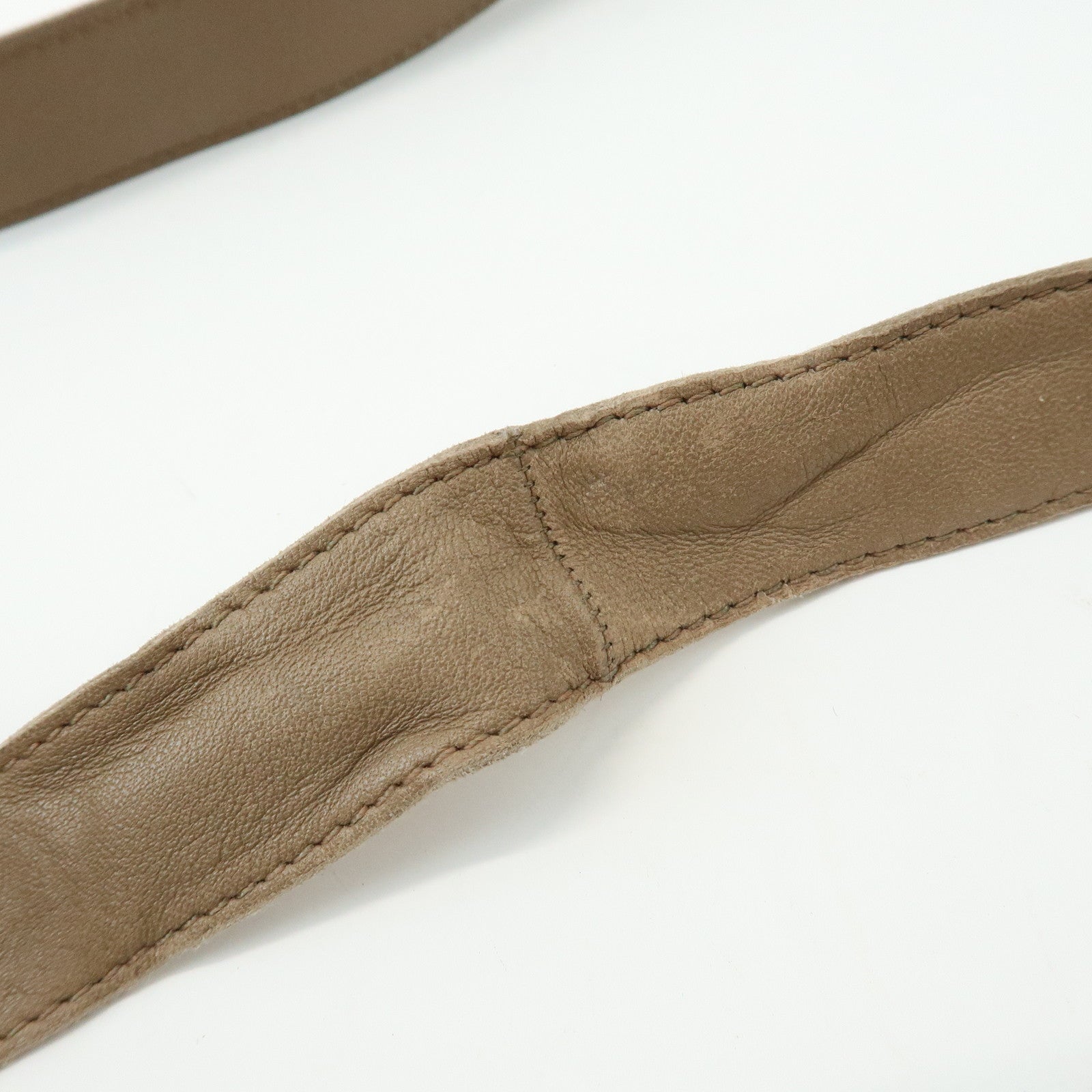 HERMES Leather Clou de Selle Shoulder Bag □M Stamped Beige