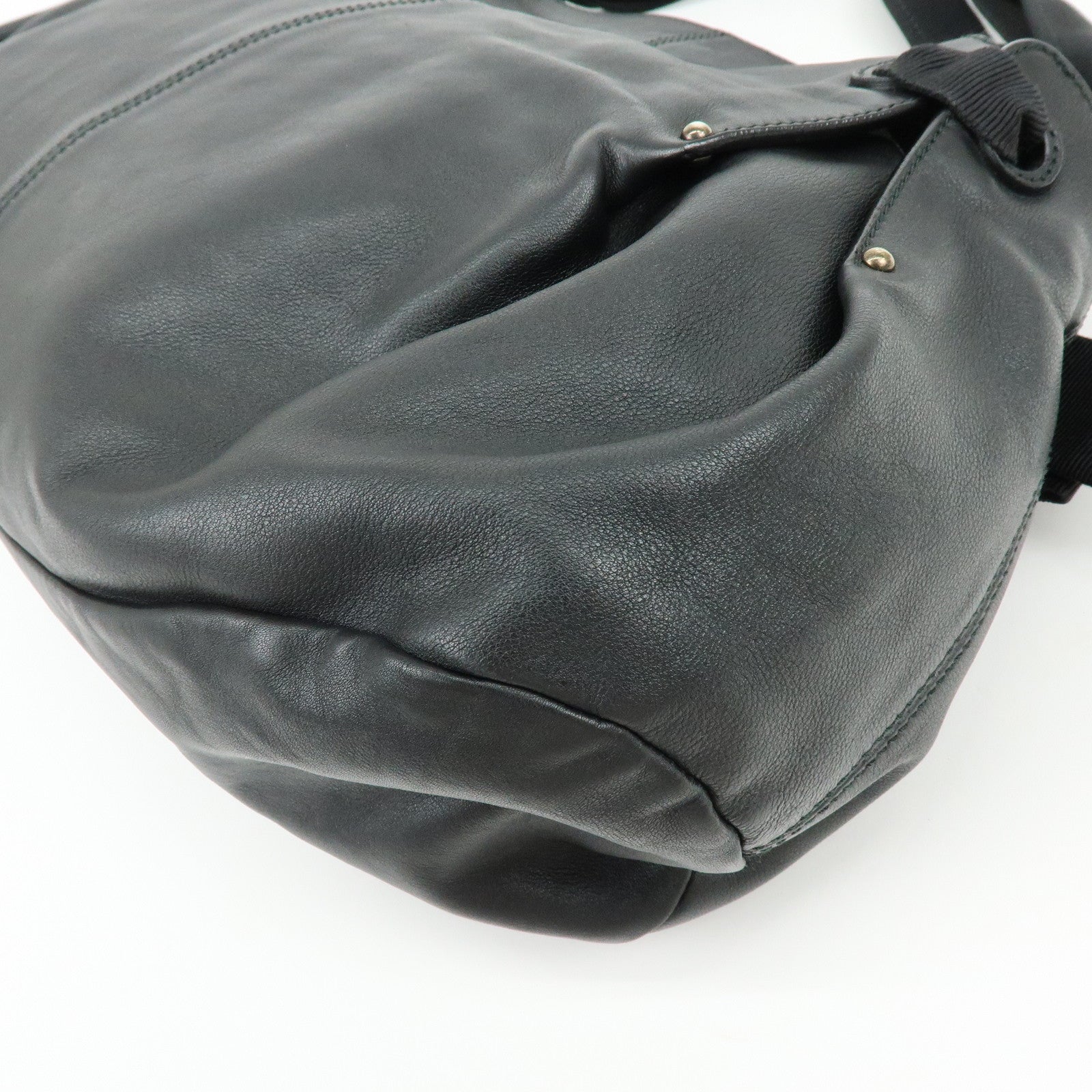 Ferragamo Vara Ribbon Leather Tote Bag Hand Bag Black