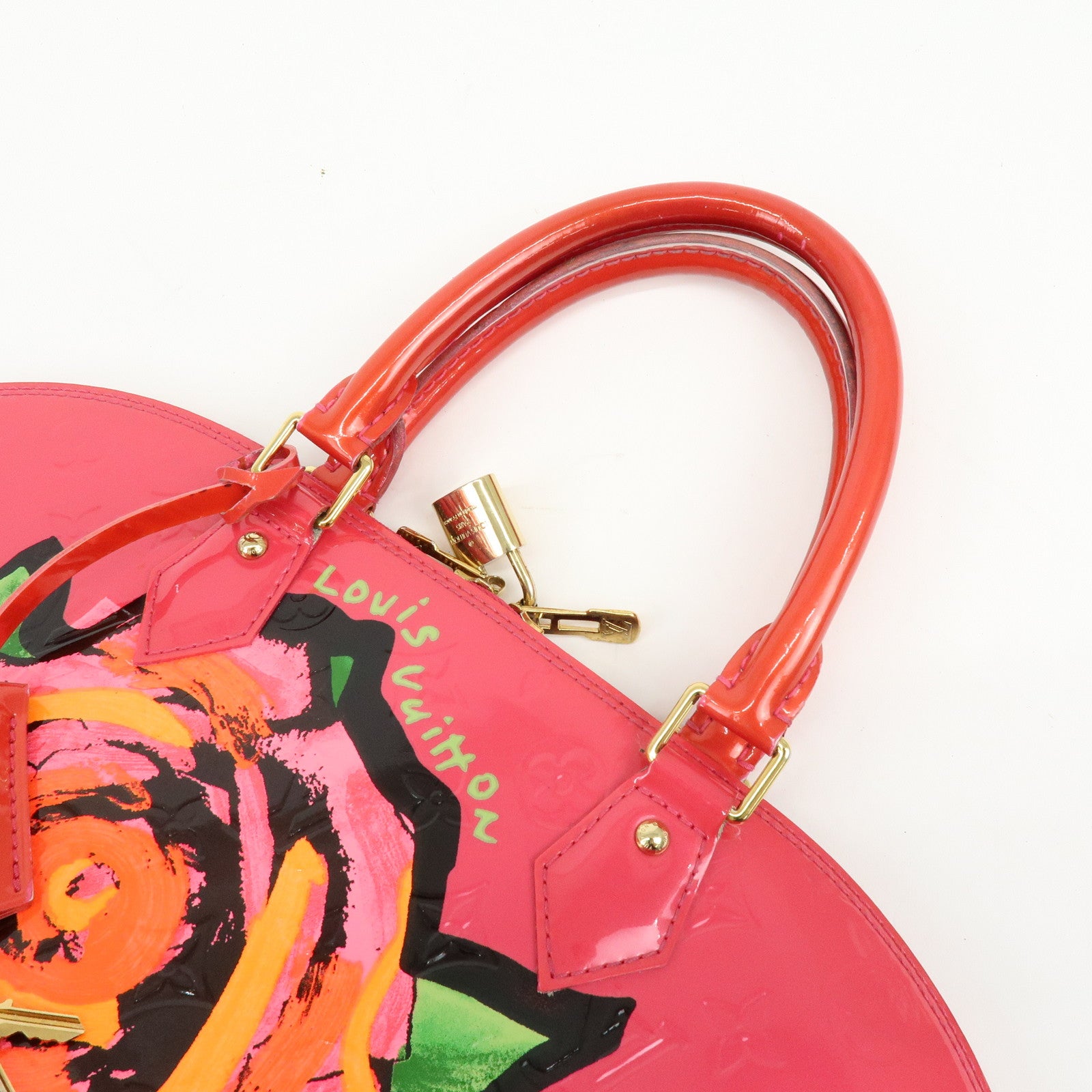 Louis Vuitton Monogram Rose Vernis Alma MM Hand Bag Rose Pop M93686