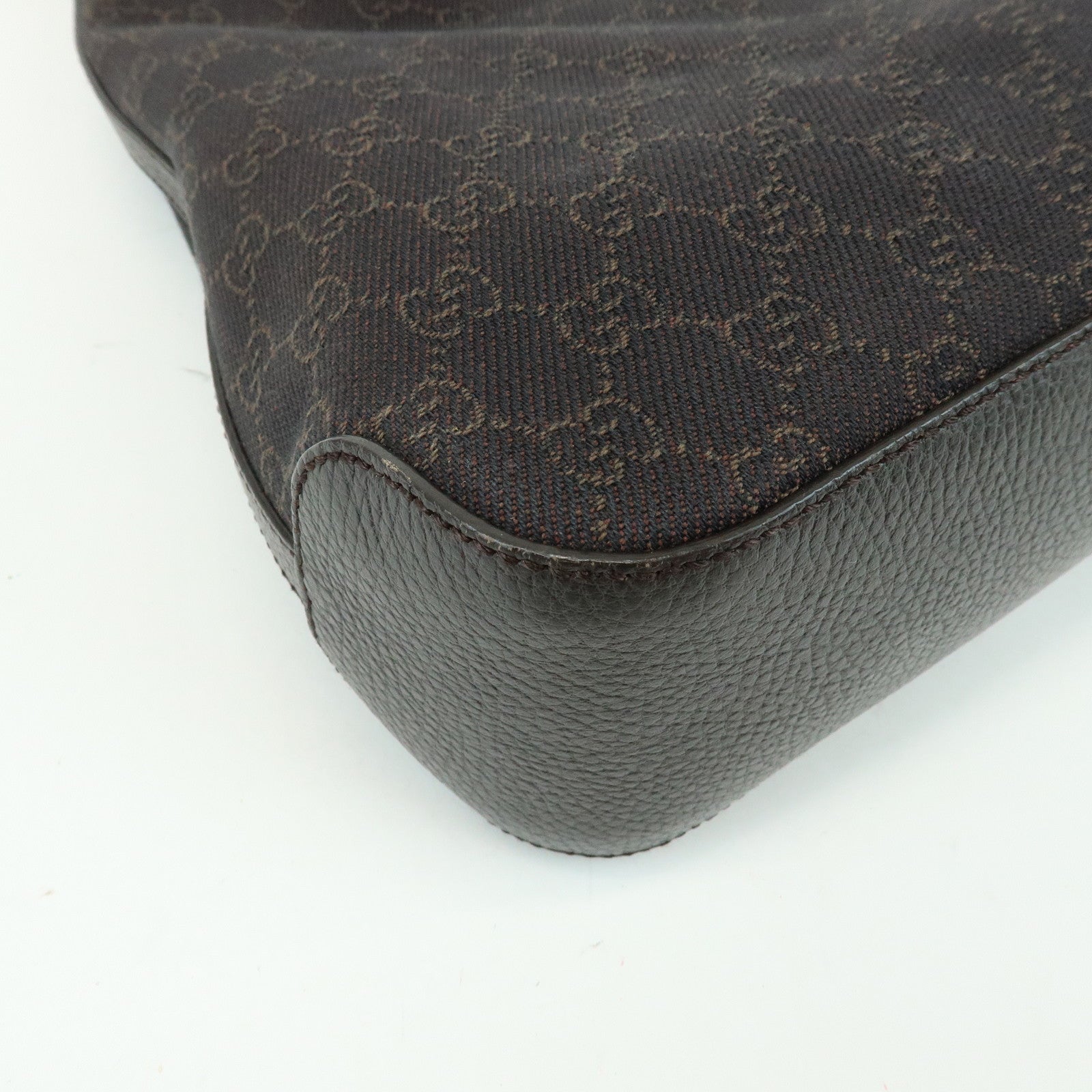 GUCCI GG Denim Leather Shoulder Bag Hand Bag Brown 336659