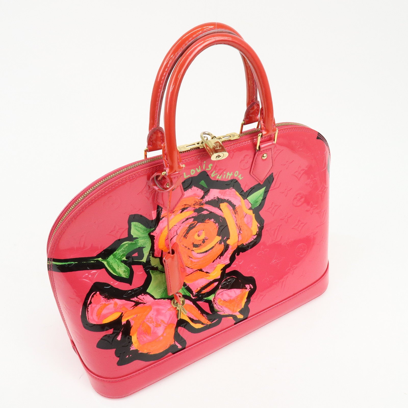 Louis Vuitton Monogram Rose Vernis Alma MM Hand Bag Rose Pop M93686