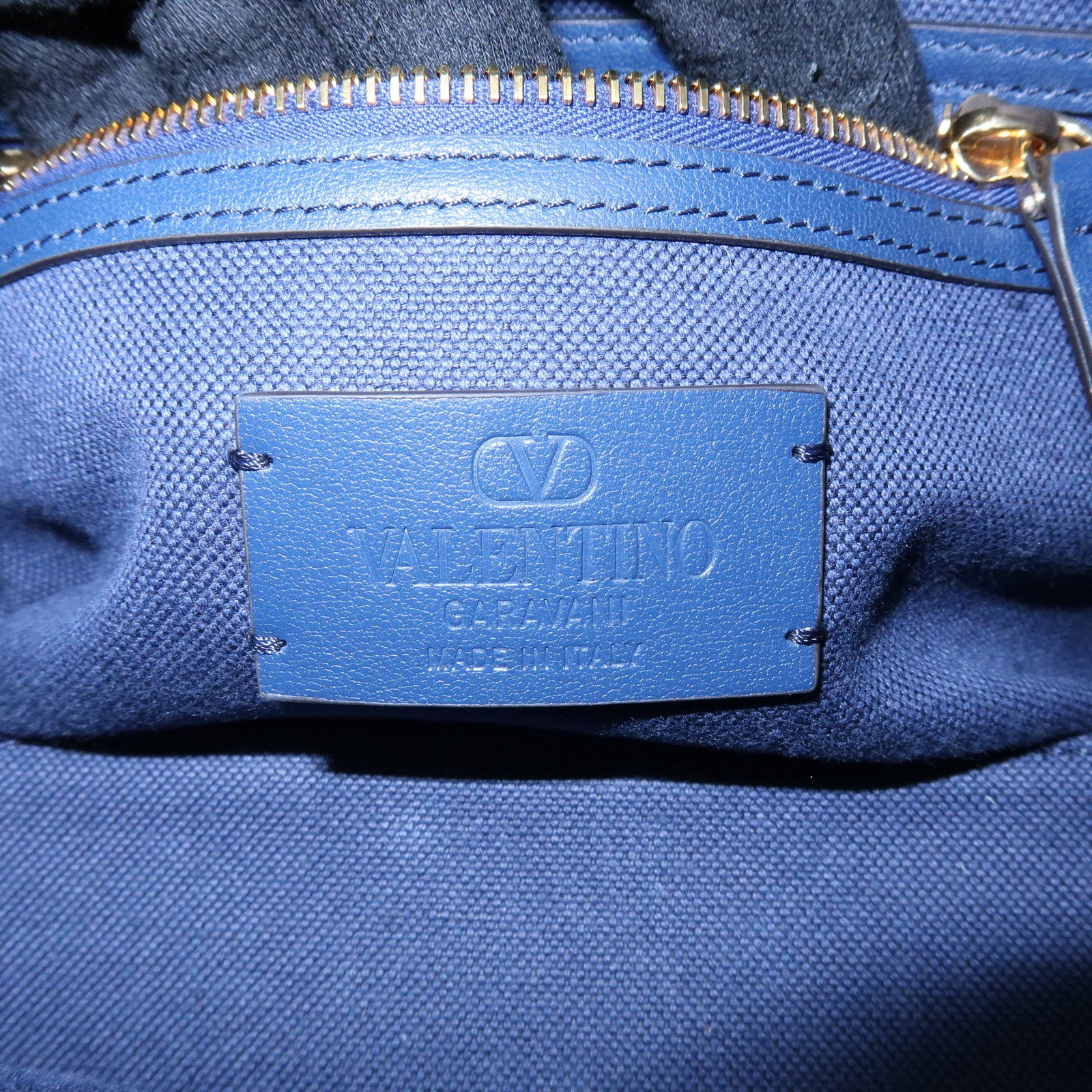 VALENTINO Denim Leather 2Way Hand Shoulder Bag Flower Embroidered
