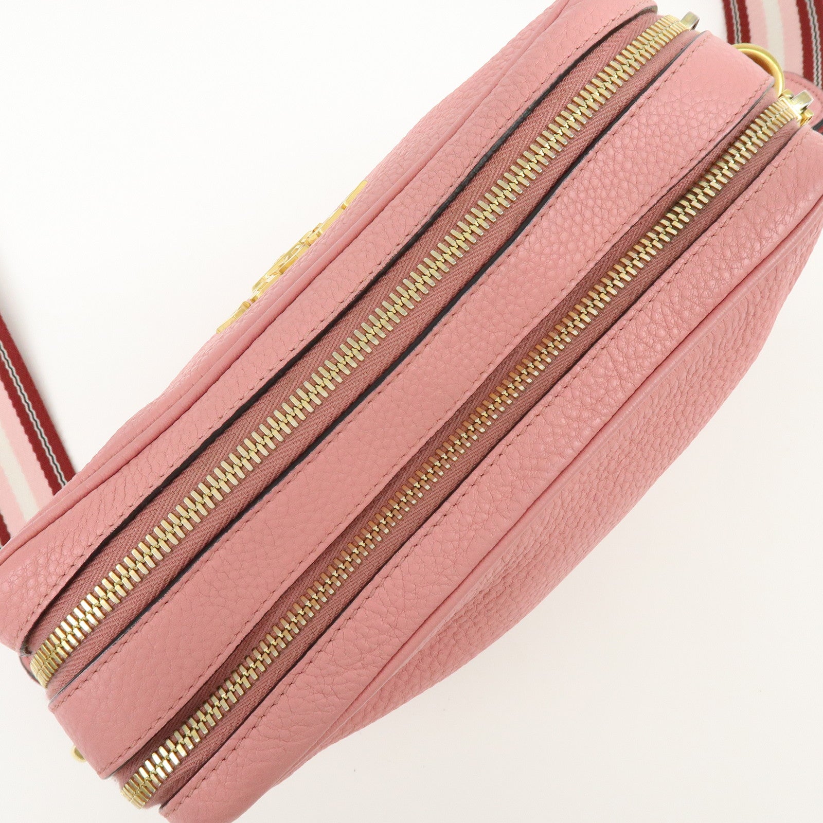 PRADA Logo Leather Shoulder Bag Crossbody Bag Camera Bag Pink
