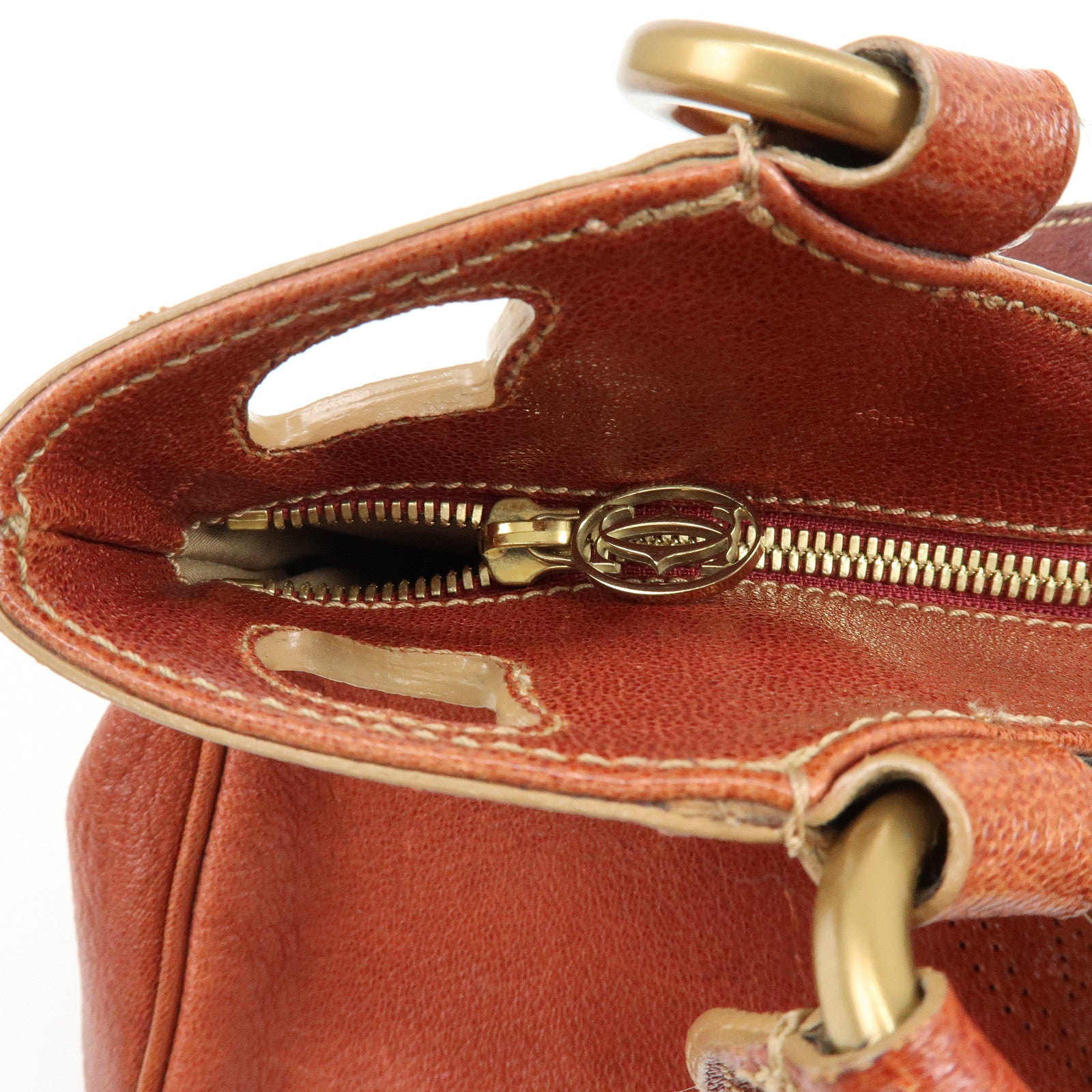 Cartier Marcello de Cartier Leather Hand Bag Tote Bag Brown