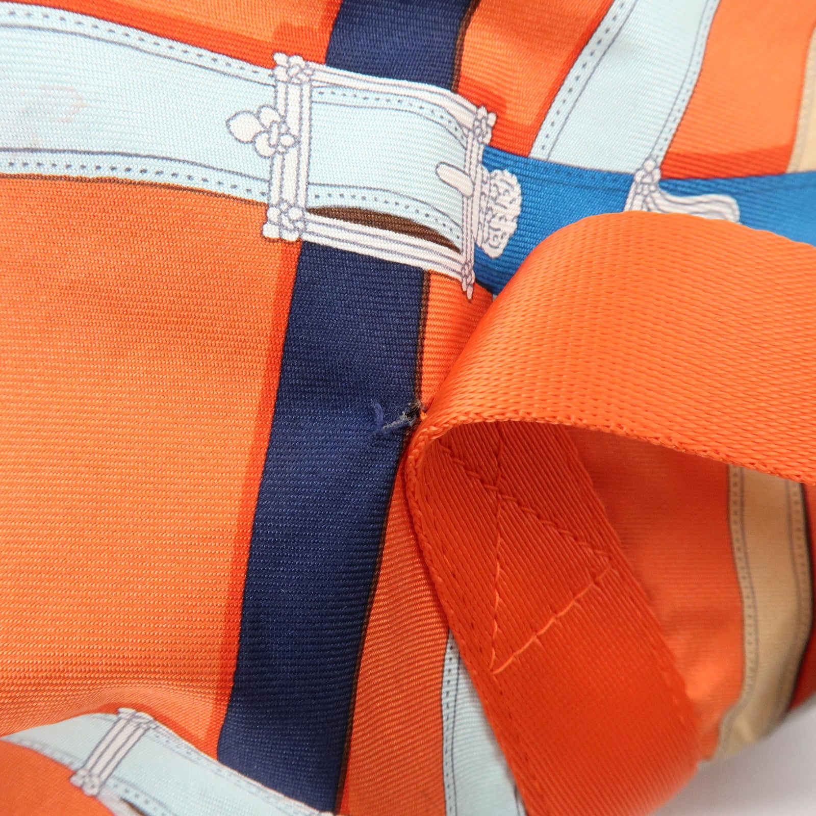 HERMES Airsilk Duffle 38 Silk Leather Shoulder Bag Hand Bag Orange
