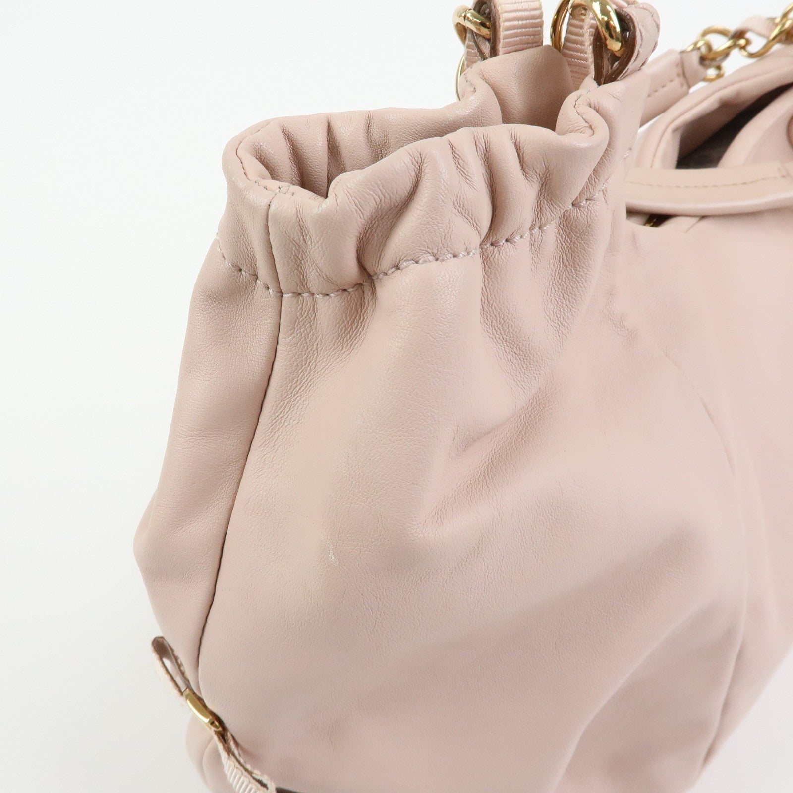 Ferragamo Vara Ribbon Leather Chain Shoulder Bag Pink
