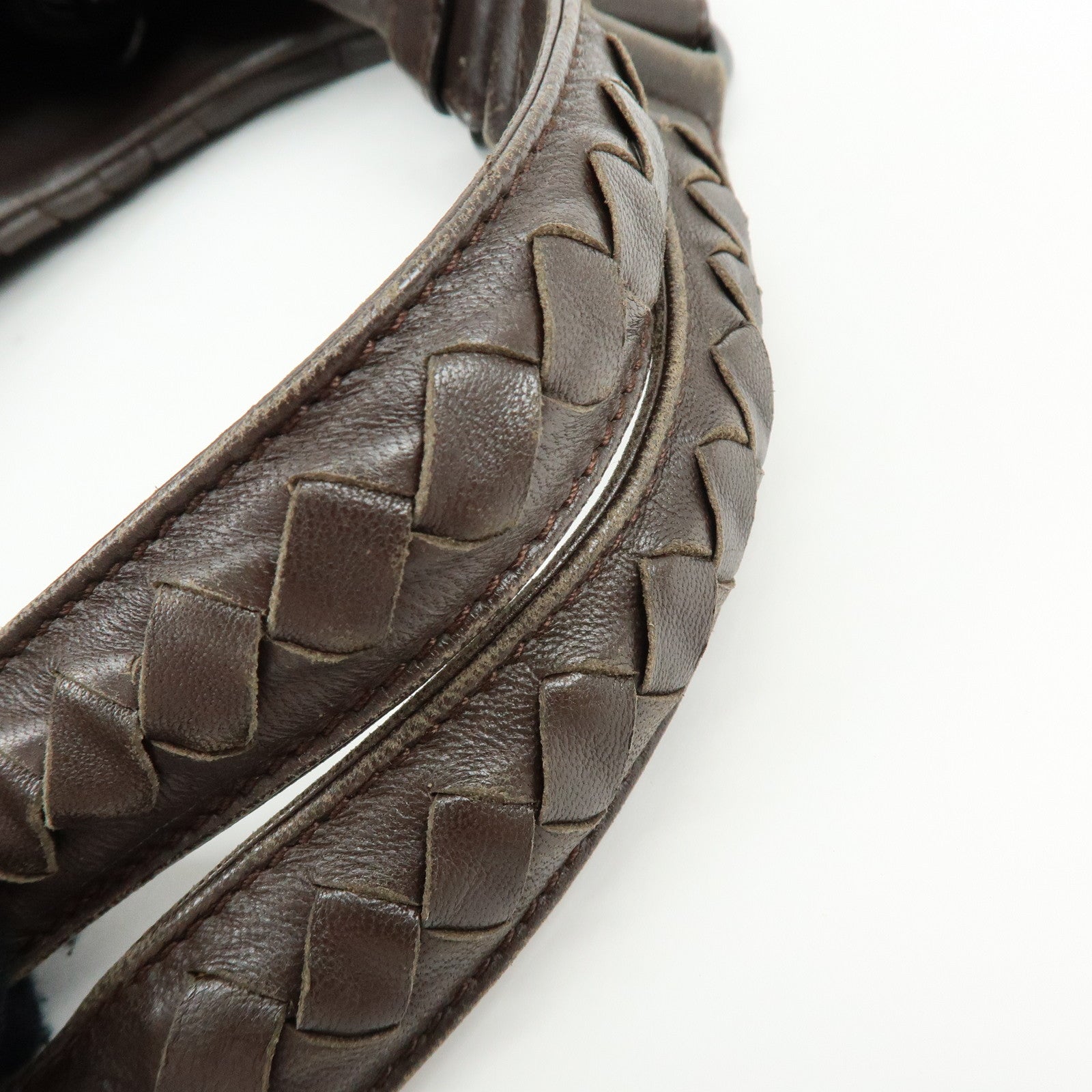 BOTTEGA VENETA Intrecciato Campana Shoulder Bag Hand Bag Brown 125787
