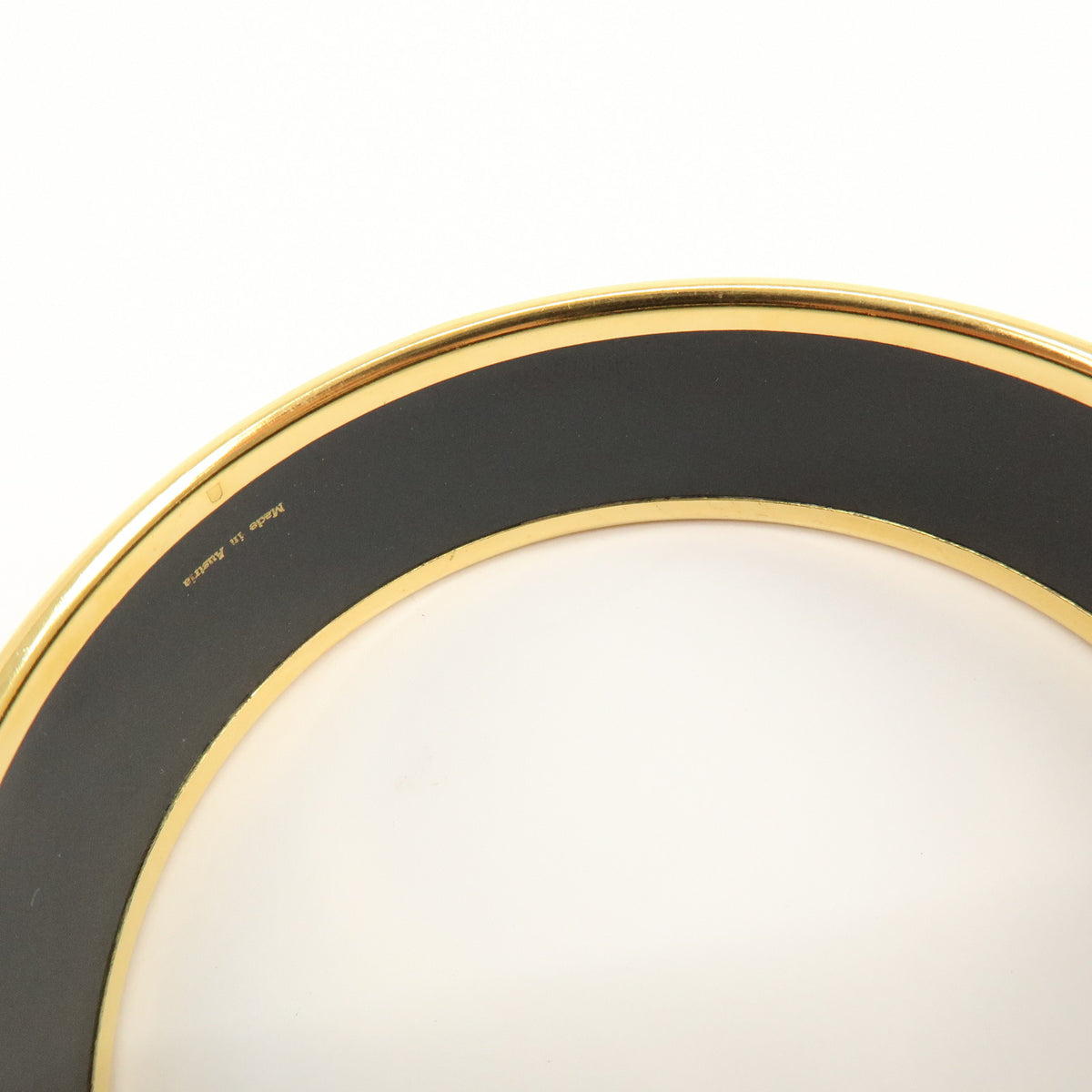 HERMES Email GM Gold Plated Bangle Bracelet Gold Grey White