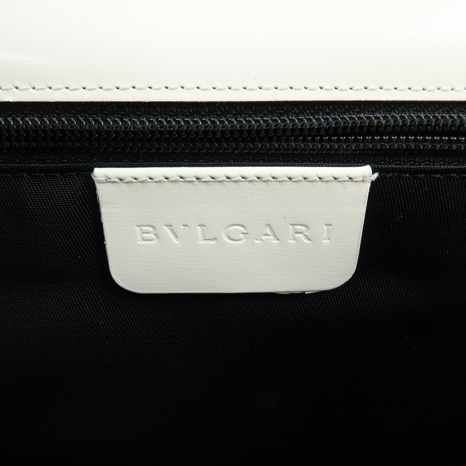 BVLGARI Logo Canvas Leather 2Way Shoulder Bag Geometric Square Pattern