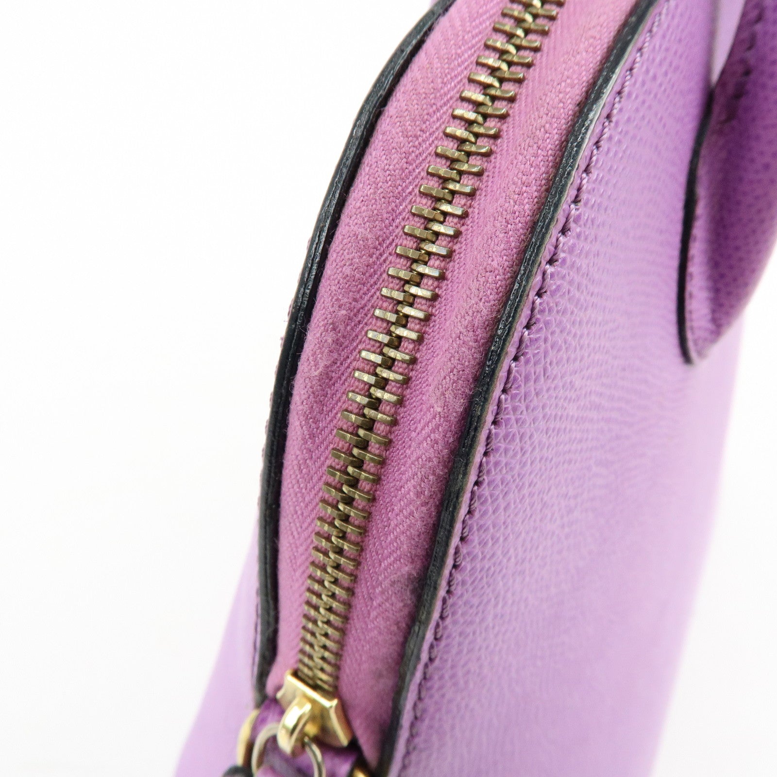CELINE Leather 2Way Bag Shoulder Hand Bag Purple