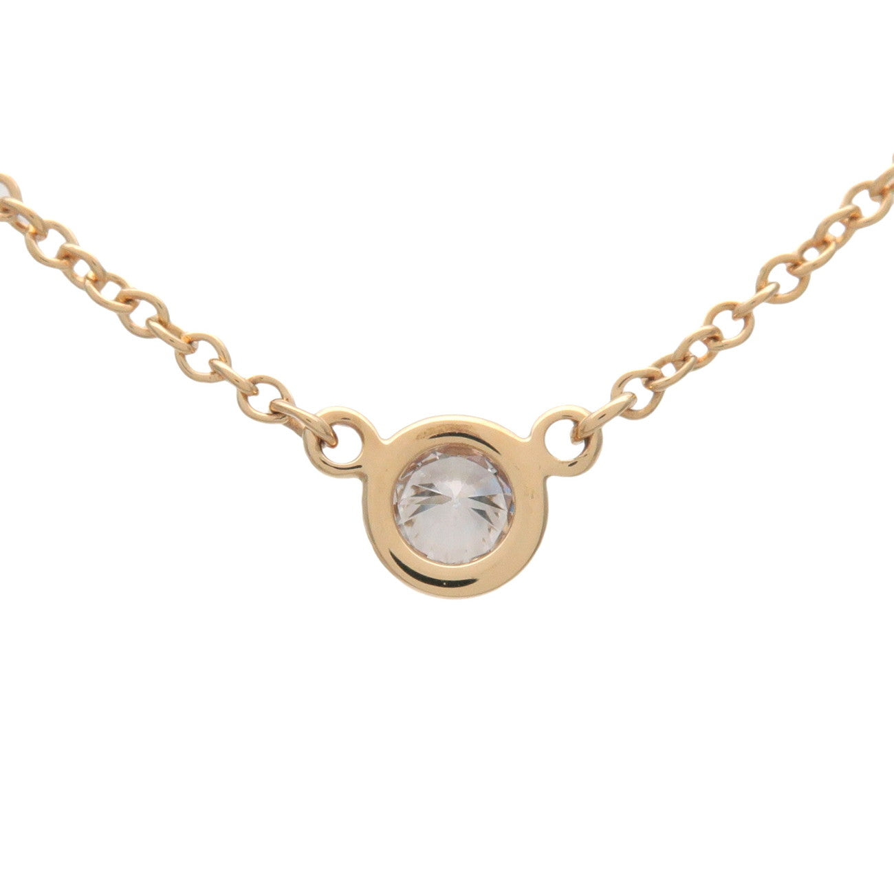 Tiffany & Co By The Yard 1P Diamond Necklace K18 750YG Yellow Gold