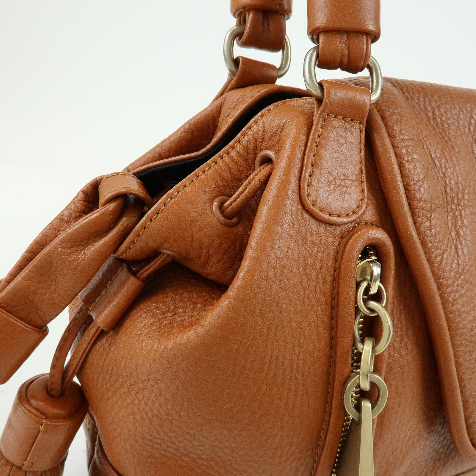 Chloe See by Chloe Cherry Leather 2Way Bag Hand Bag Tassel Brown