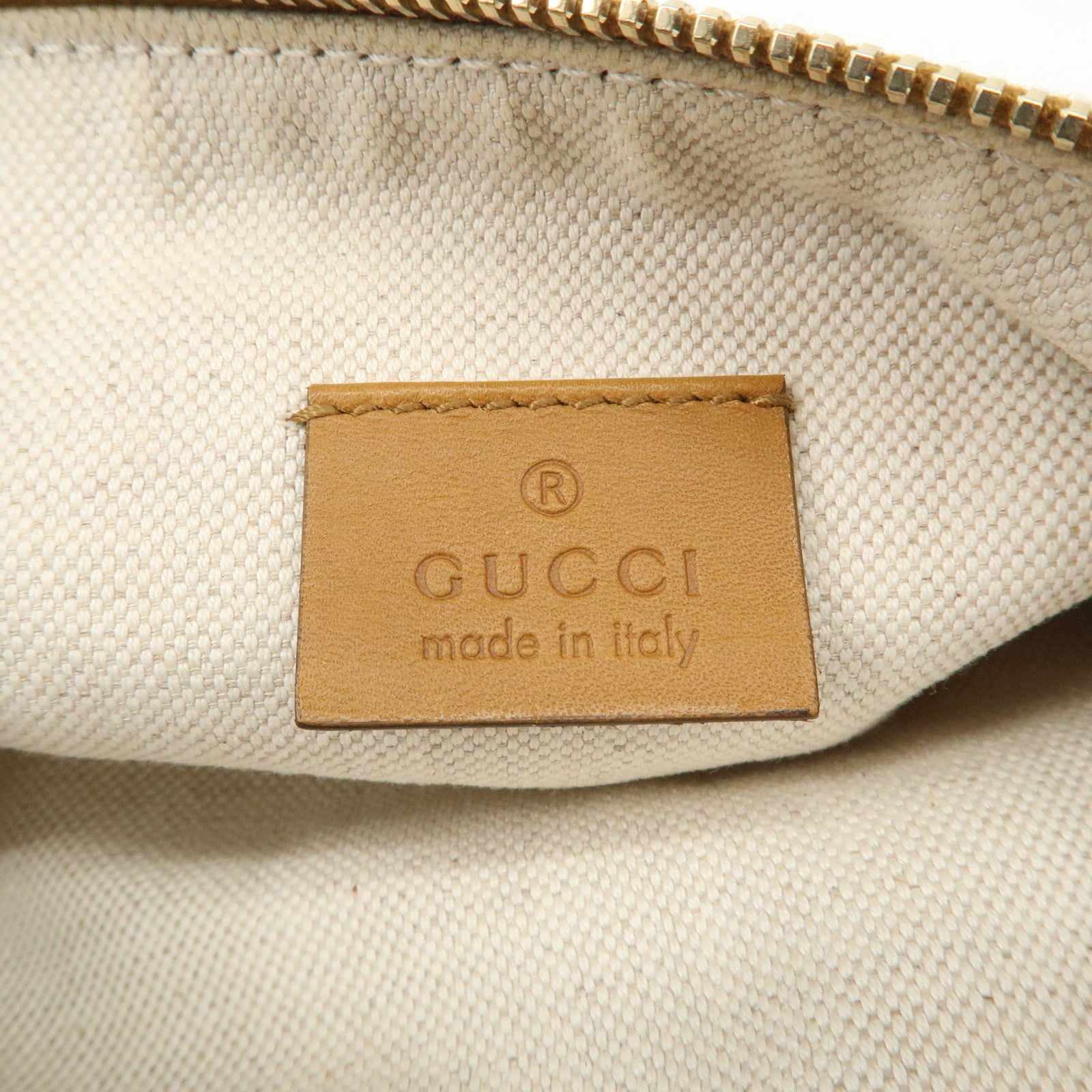 GUCCI GG Denim Leather Accessory Pouch Hand Bag Blue Brown 224093 Used