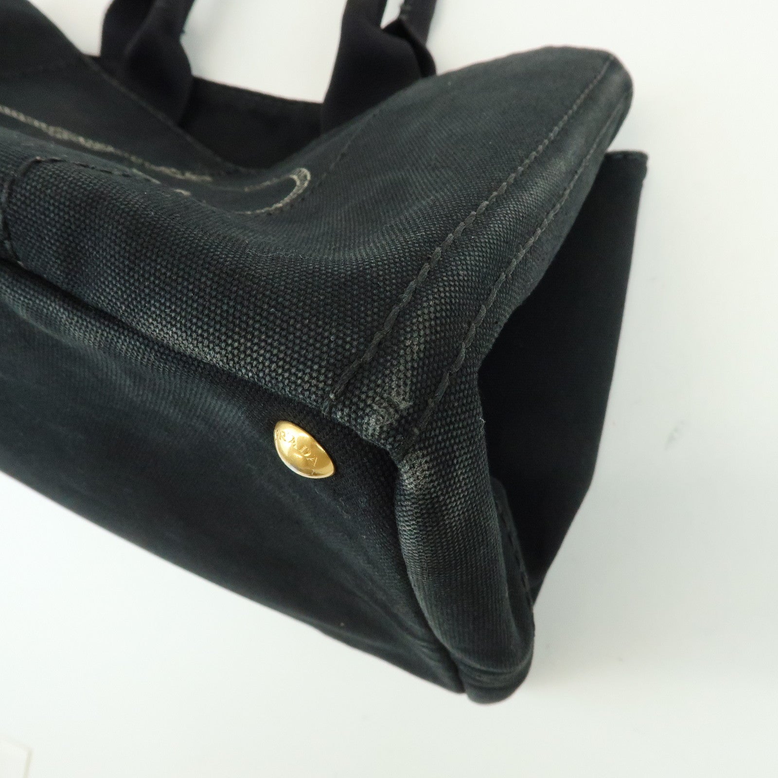 PRADA Triangle Logo Canapa Large Canvas Tote Bag Black B1872B