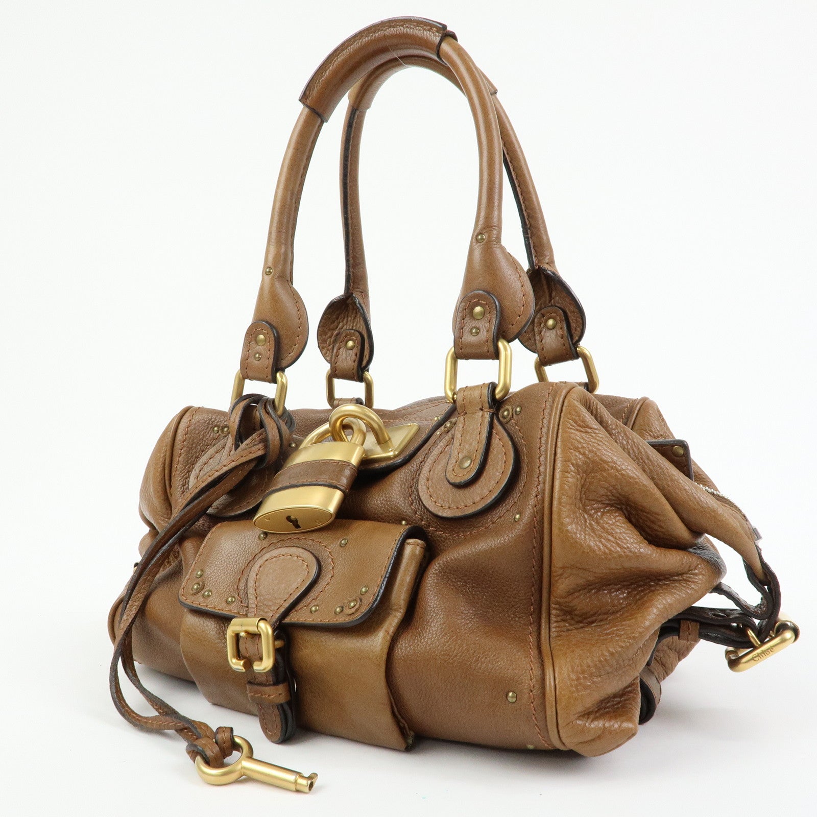 Chloe Paddington Leather Hand Bag Boston Bag Brown