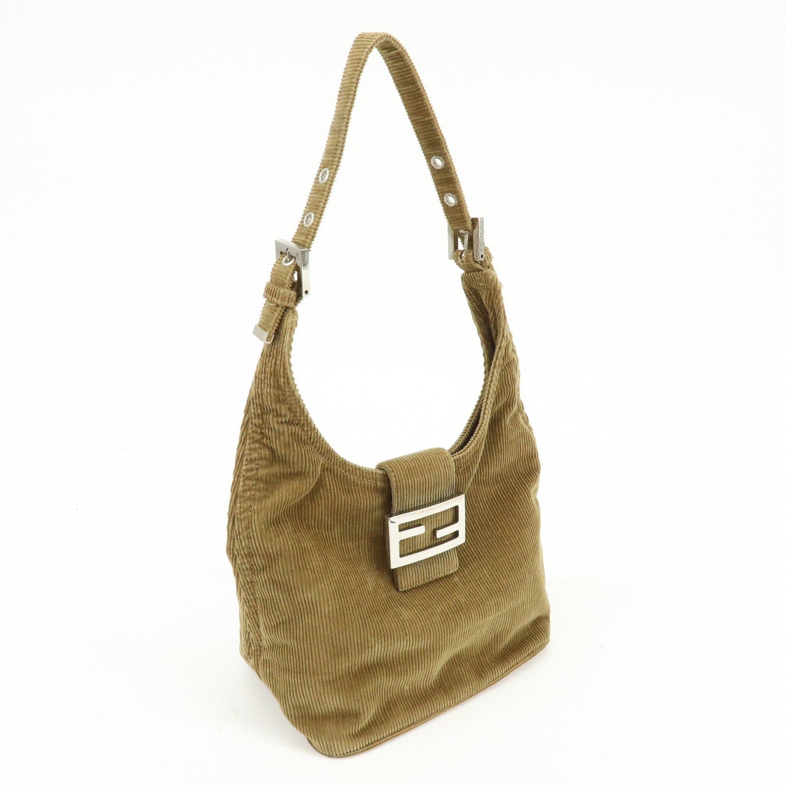 FENDI Corduroy Shoulder Bag Hand Bag Light Brown 26686