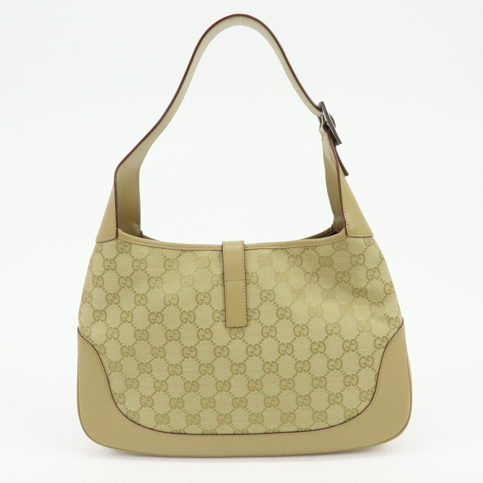 GUCCI Jackie Sherry GG Canvas Leather Shoulder Bag Beige 00963 001998