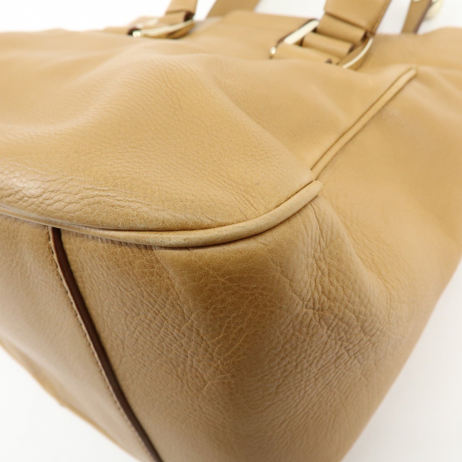 CELINE Blossom Leather Hand Bag Shoulder Bag Beige