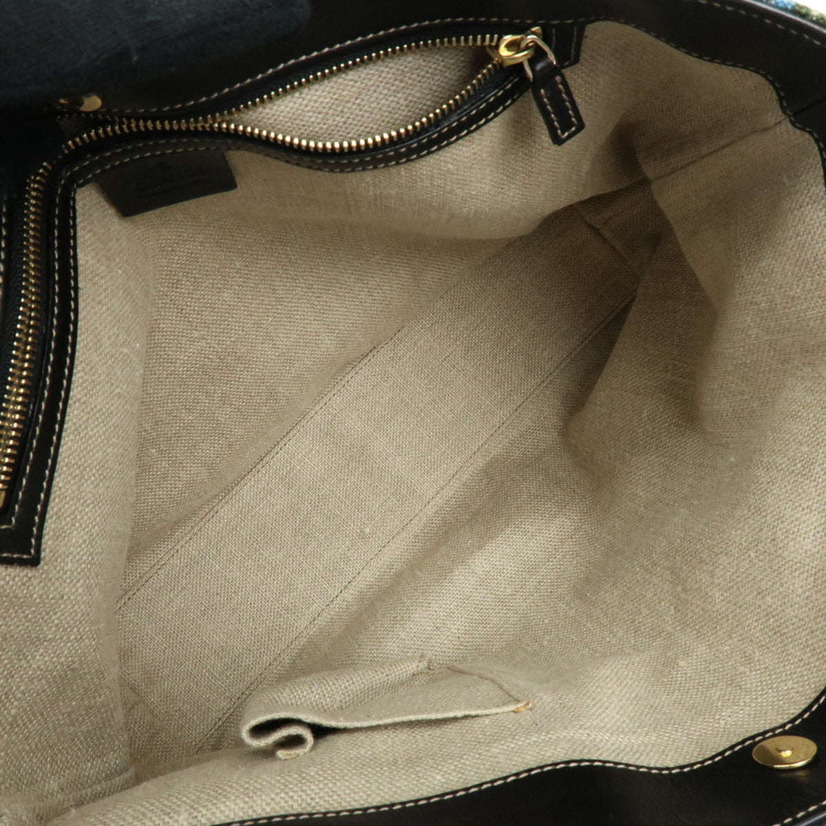 GUCCI Flora Jacquard Leather Tote Bag Hand Bag Multicolor 153024