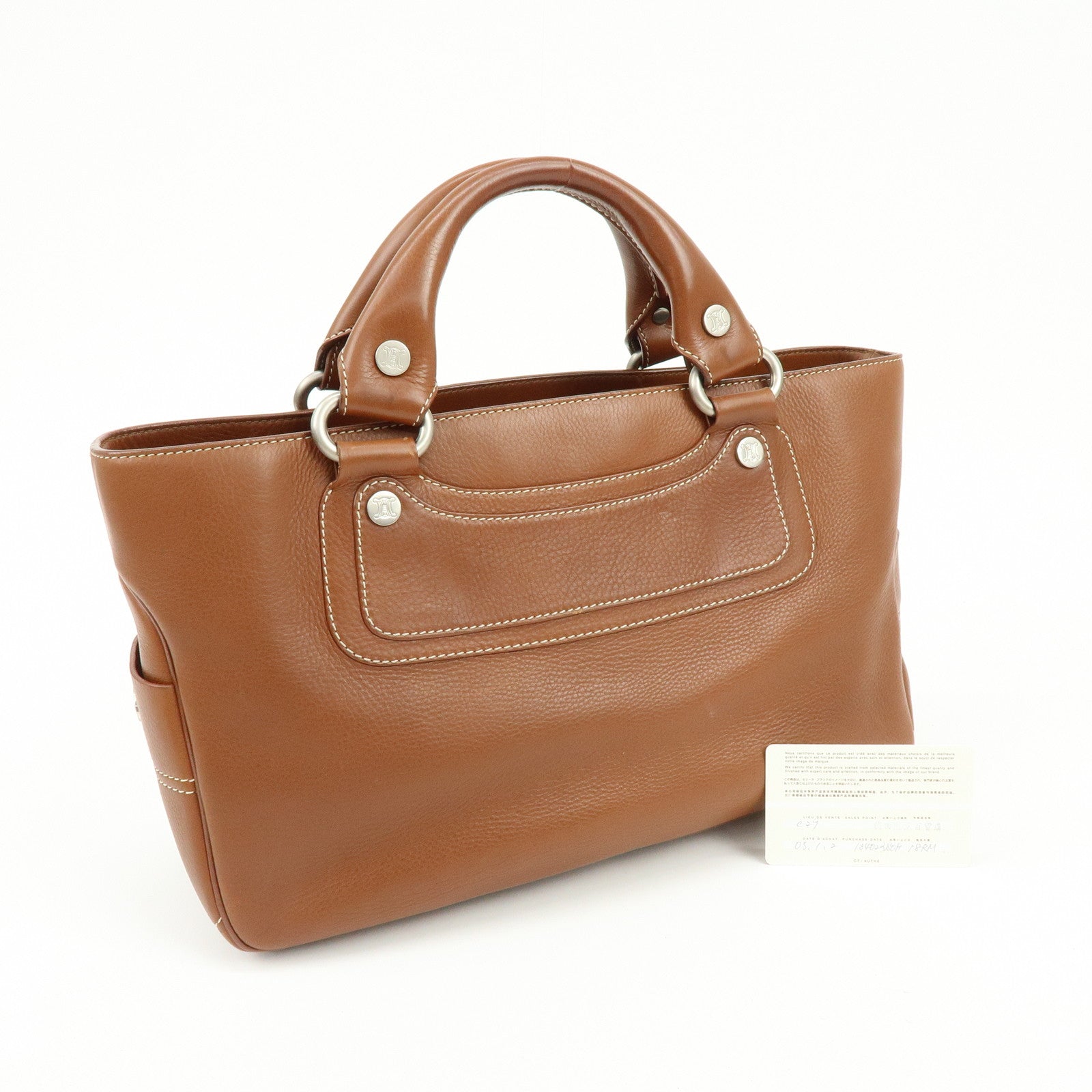CELINE Boogie Bag Leather Hand Bag Tote Bag Brown