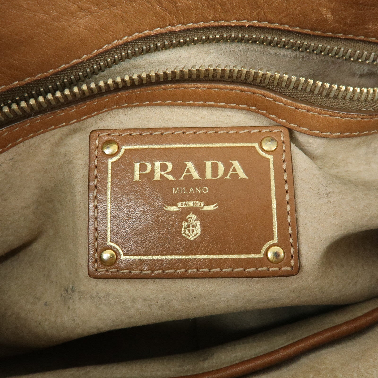 PRADA Leather 2Way Bag Hand Bag Shoulder Bag Brown