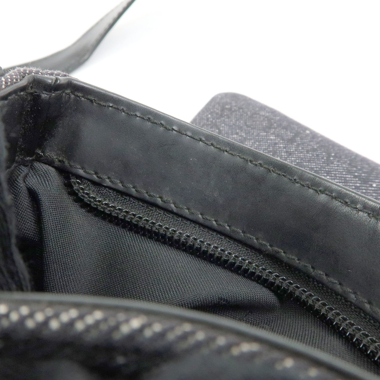 BVLGARI Logo Mania Canvas Leather Shoulder Bag Crossbody Bag Black