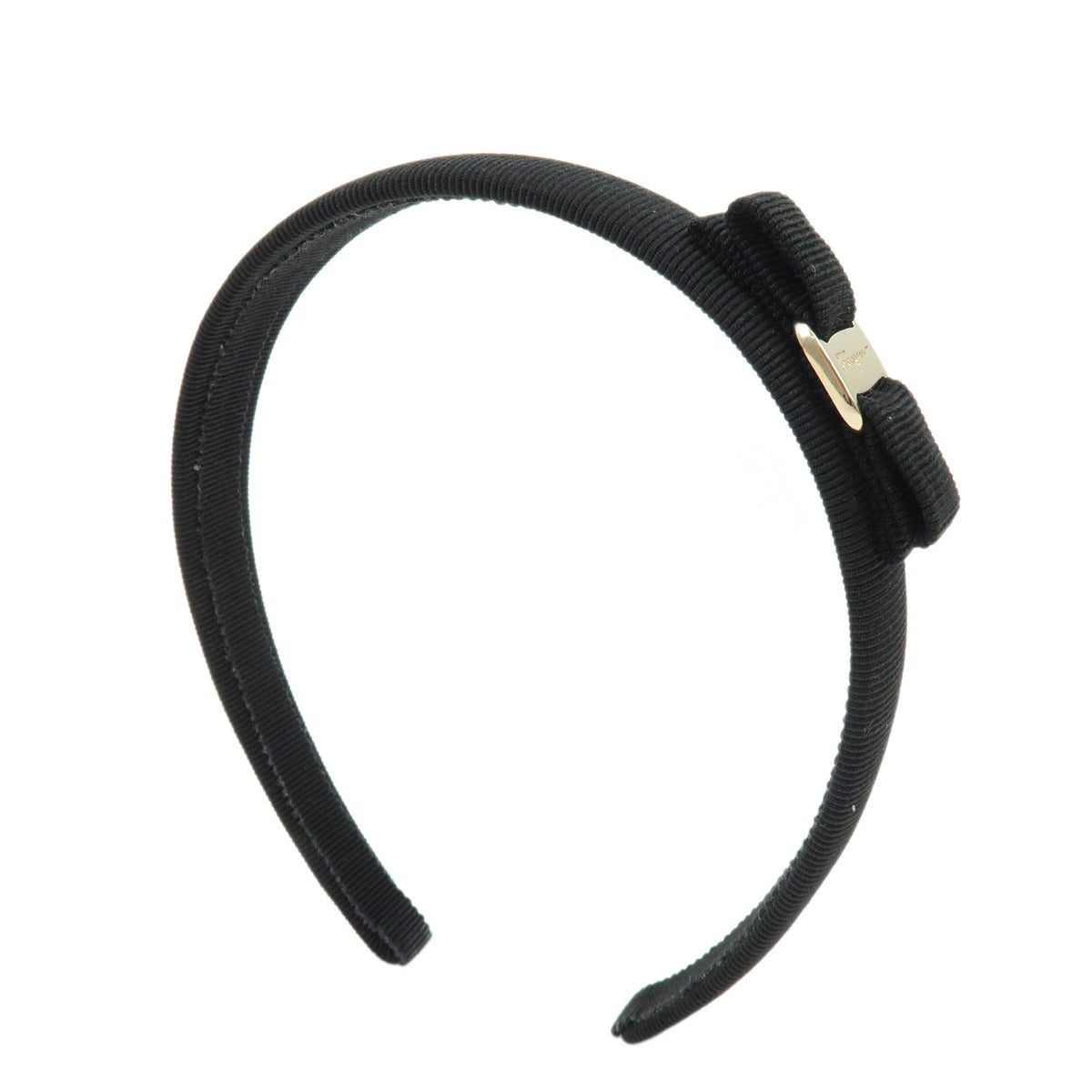 Ferragamo Vara Bow Ribbon Viscose Hair Accessory Black Gold