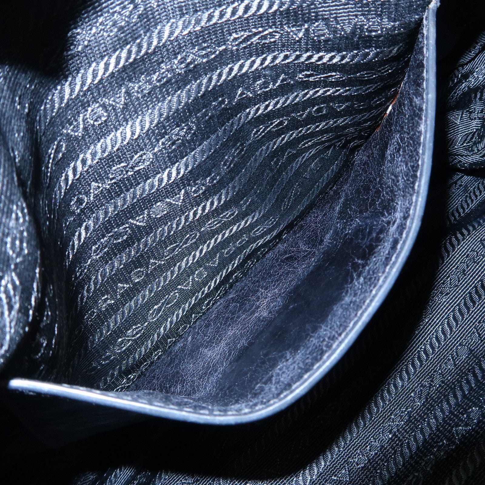 PRADA Logo Leather Shoulder Bag Hand Bag Gold Hardware Black Used