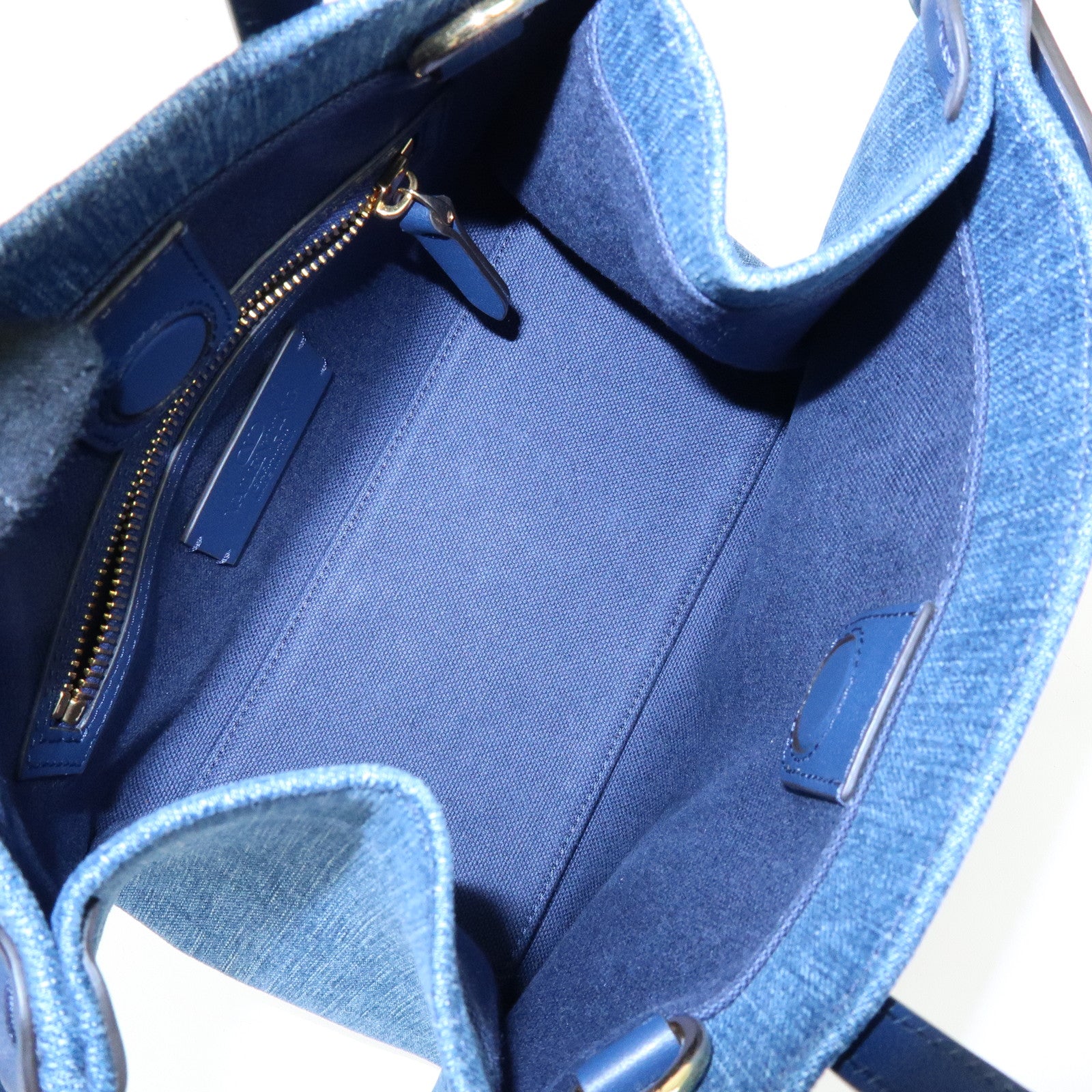 VALENTINO Denim Leather 2Way Hand Shoulder Bag Flower Embroidered