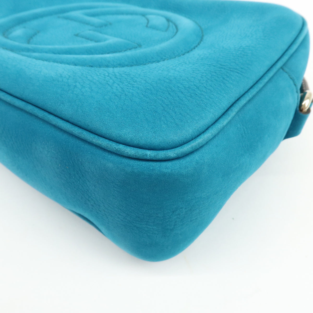 GUCCI SOHO Interlocking G Leather Disco Bag Shoulder Bag Blue 308364