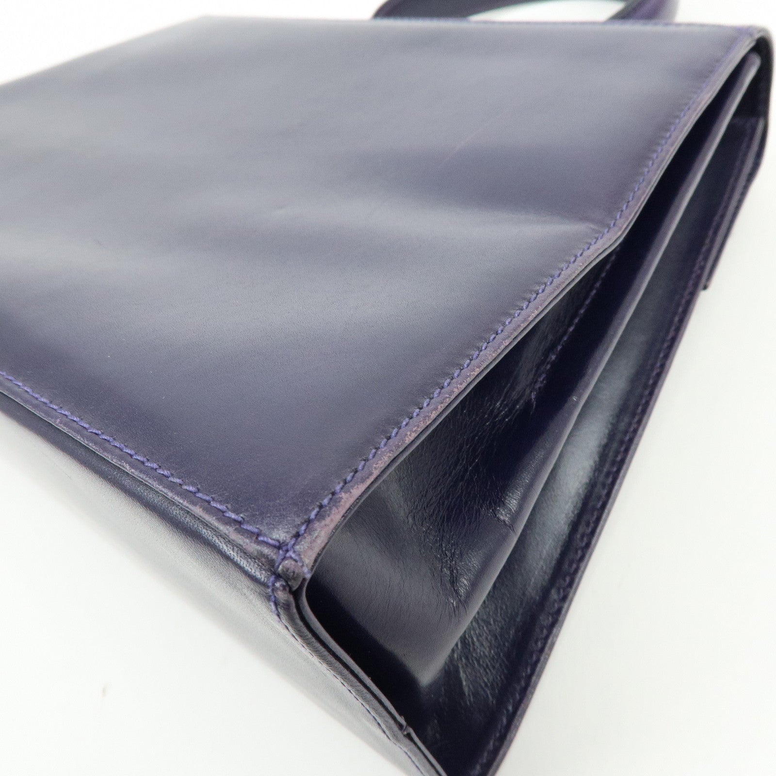 Ferragamo Gancini Leather 2Way Bag Hand Bag Shoulder Bag Purple