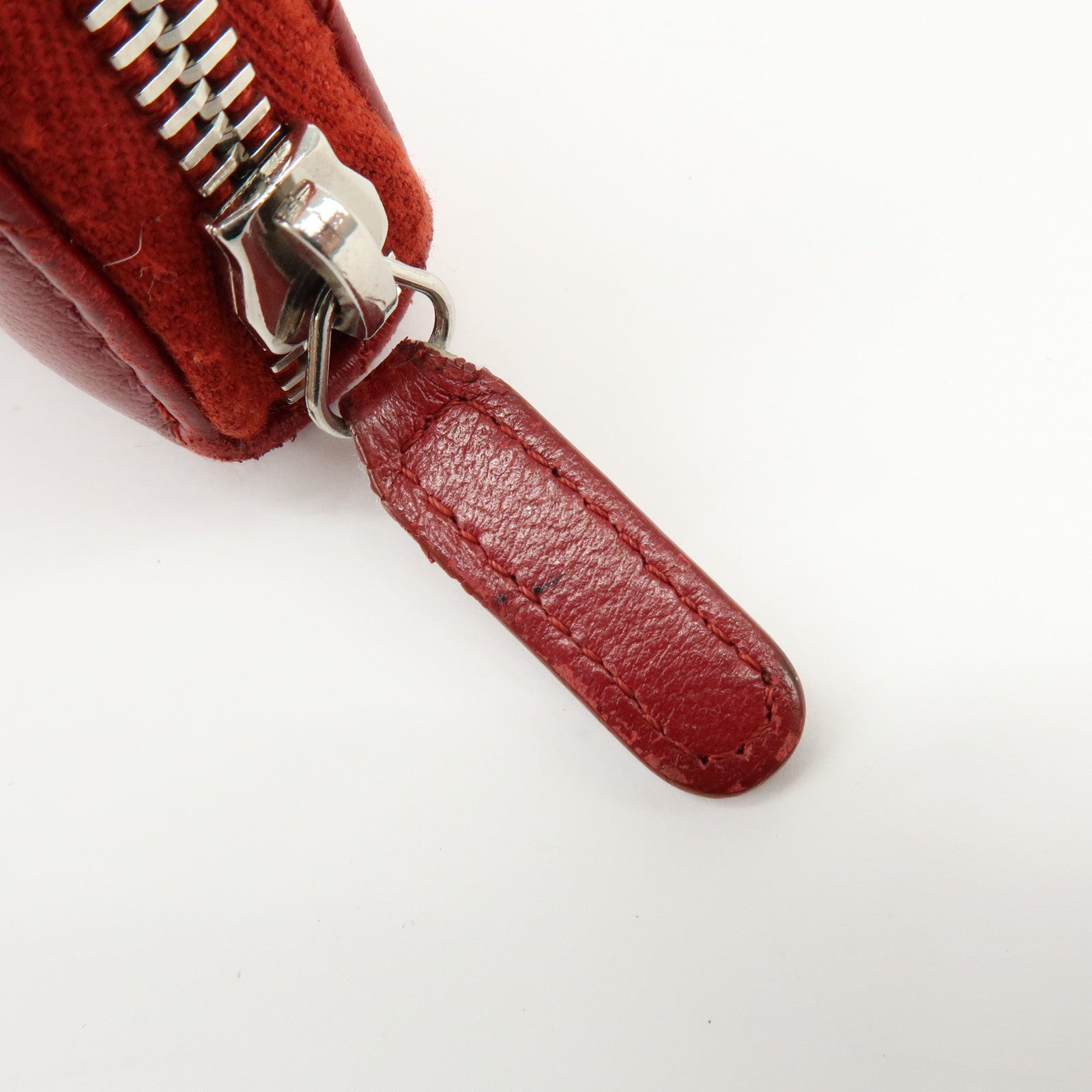 CHANEL COCO Mark Matelasse Round Zippy Long Wallet Red A50097